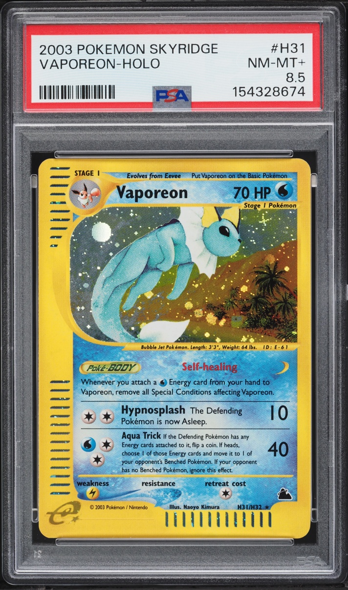 2003 Pokemon Skyridge Holo Vaporeon #H31 PSA 8.5 NM-MT+