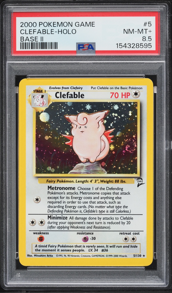 2000 Pokemon Base Set 2 Holo Clefable #5 PSA 8.5 NM-MT+