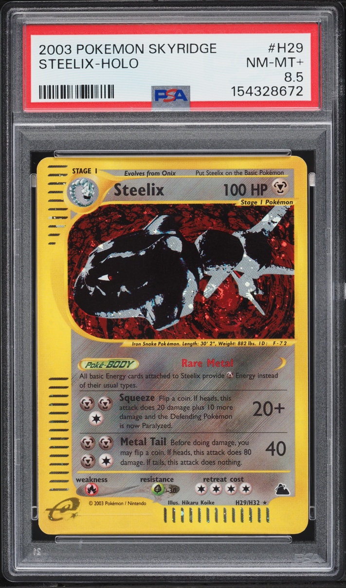 2003 Pokemon Skyridge Holo Steelix #H29 PSA 8.5 NM-MT+