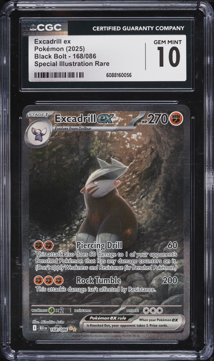 2025 Pokemon Scarlet & Violet Black Bolt SIR Excadrill Ex #168 CGC 10 GEM MINT