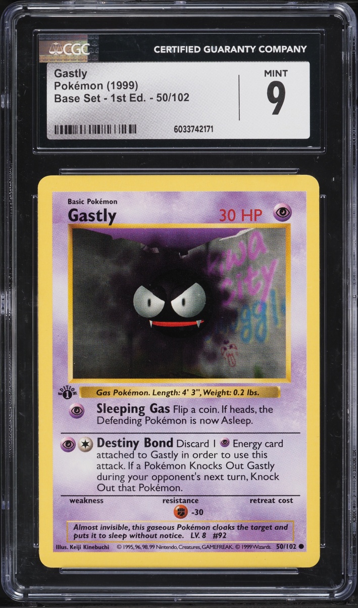 1999 Pokemon Base Set Shadowless 1st Edition Gastly #50 CGC 9 MINT