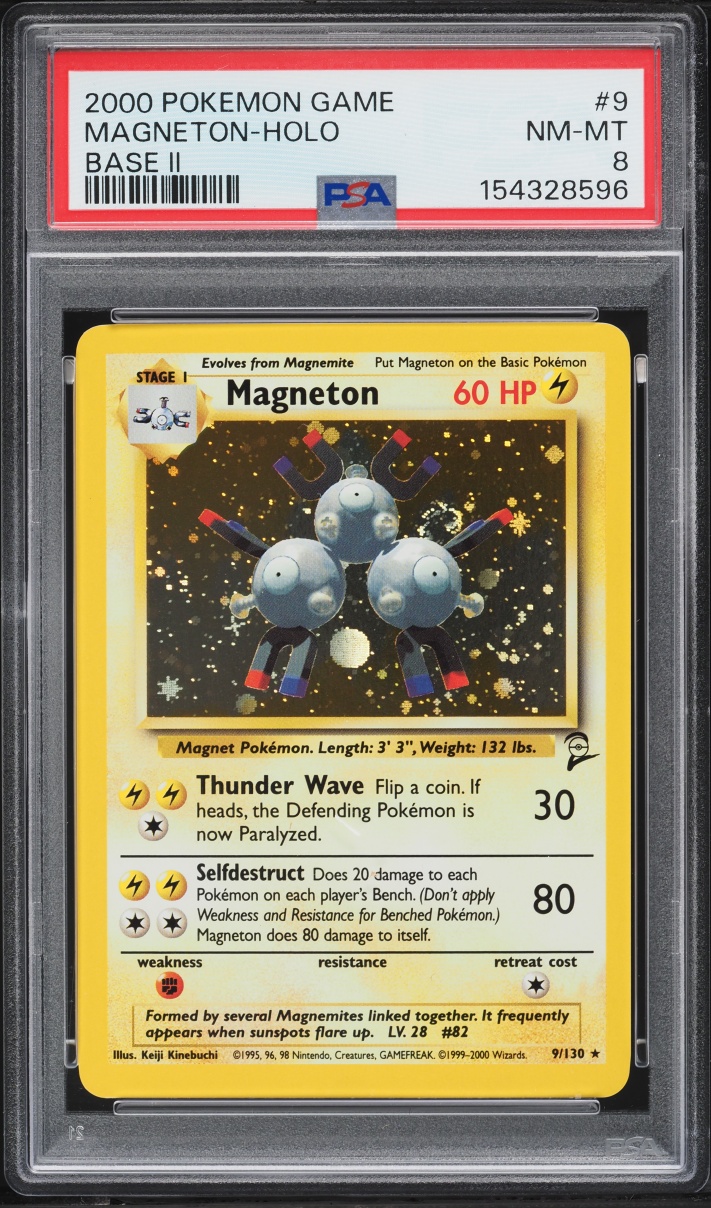 2000 Pokemon Base Set 2 Holo Magneton #9 PSA 8 NM-MT