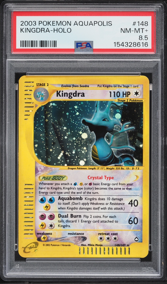2003 Pokemon Aquapolis Holo Crystal Kingdra #148 PSA 8.5 NM-MT+