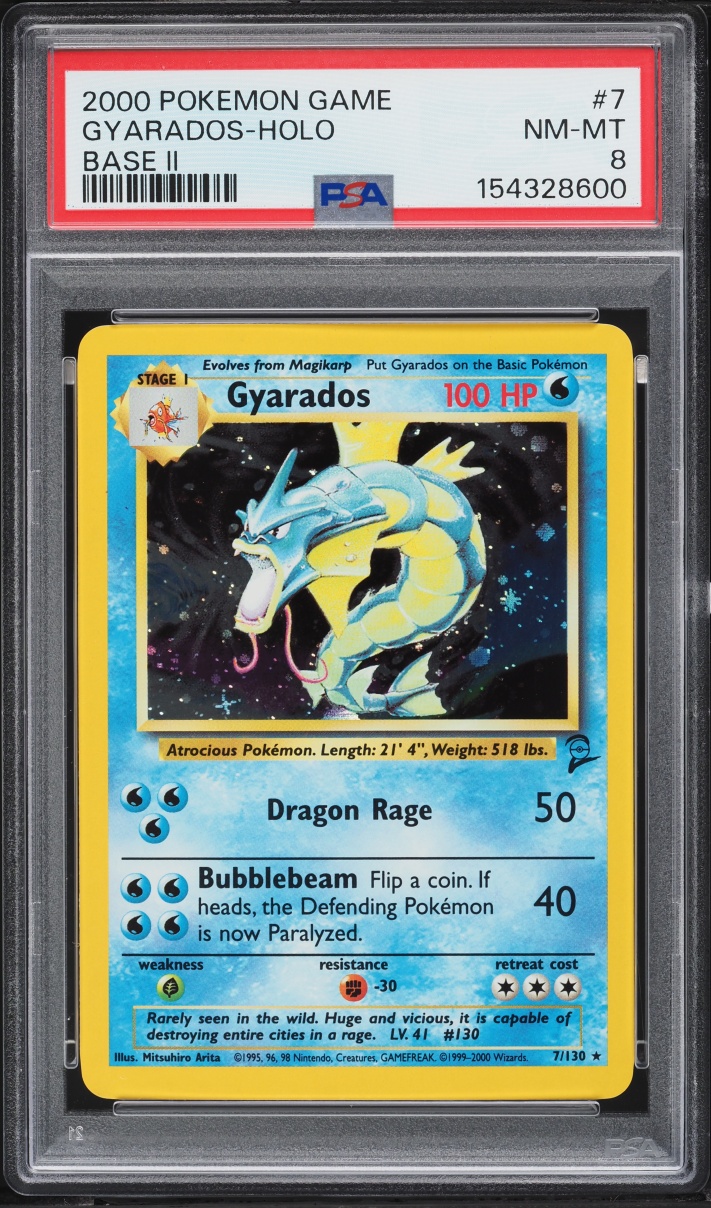 2000 Pokemon Base Set 2 Holo Gyarados #7 PSA 8 NM-MT
