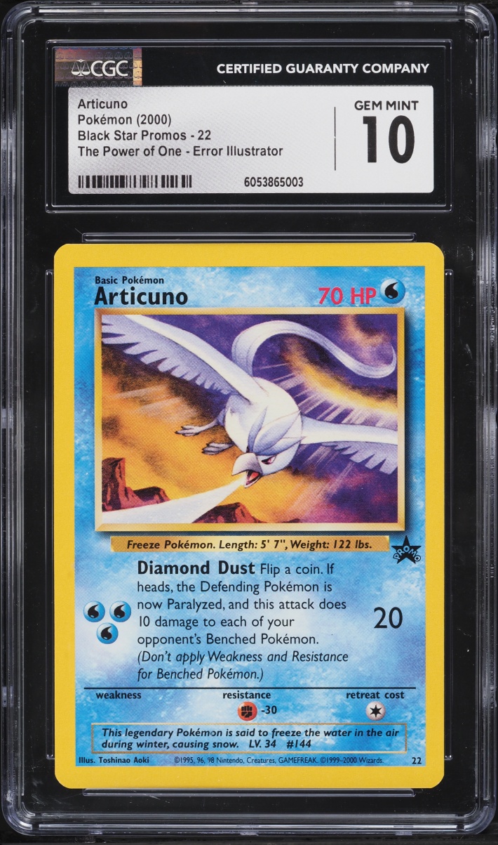 2000 Pokemon Black Star Promo The Power Of One Error Articuno #22 CGC 10