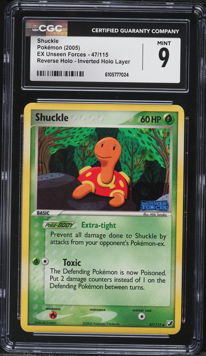2005 Pokemon EX Unseen Forces Inverted Layer Reverse Holo Shuckle #47 CGC 9 MINT