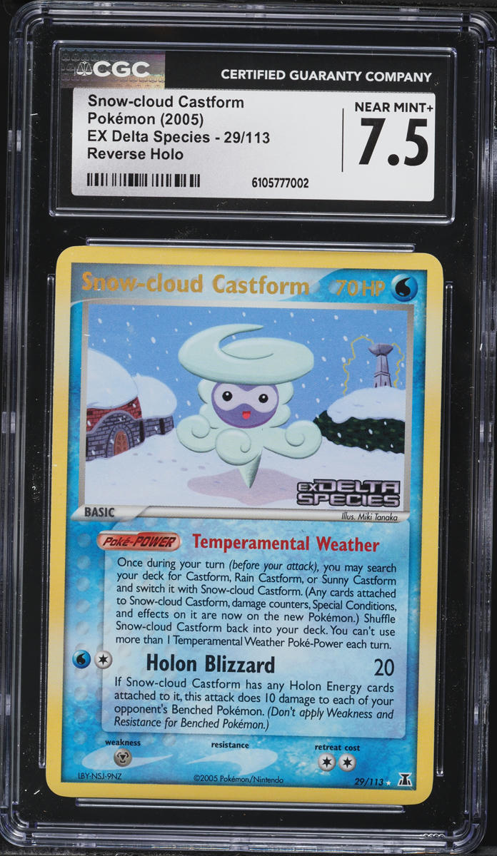2005 Pokemon EX Delta Species Reverse Holo Snow-Cloud Castform #29 CGC 7.5 NRMT+