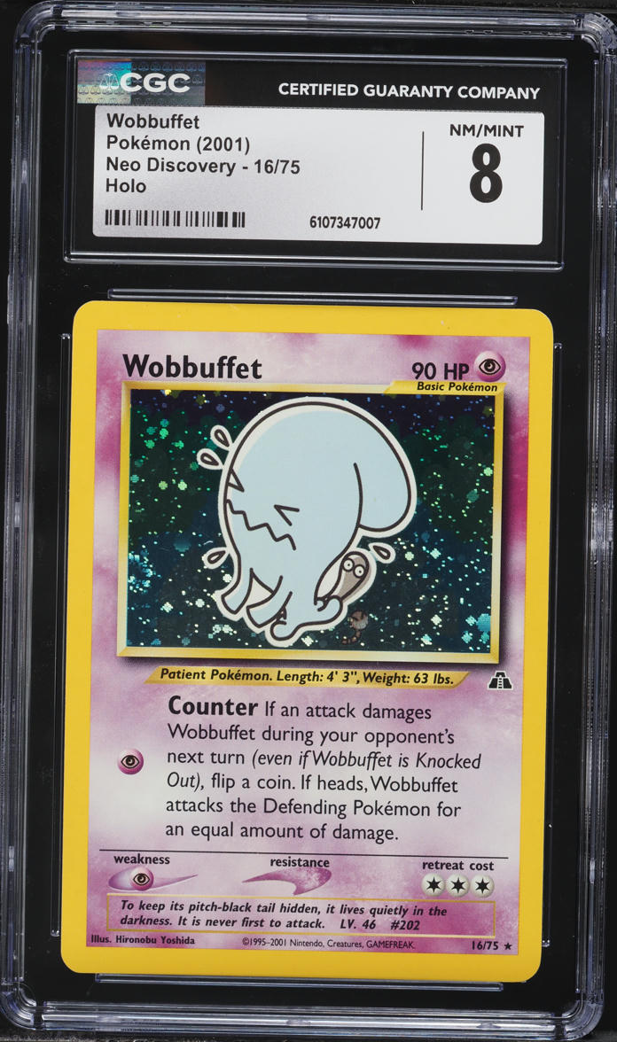 2001 Pokemon Neo Discovery Holo Wobbuffet #16 CGC 8 NM-MT