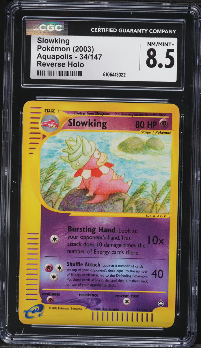 2003 Pokemon Aquapolis Reverse Holo Slowking #34 CGC 8.5 NM-MT+
