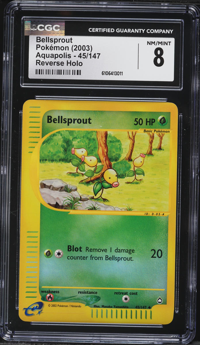 2003 Pokemon Aquapolis Reverse Holo Bellsprout #45 CGC 8 NM-MT