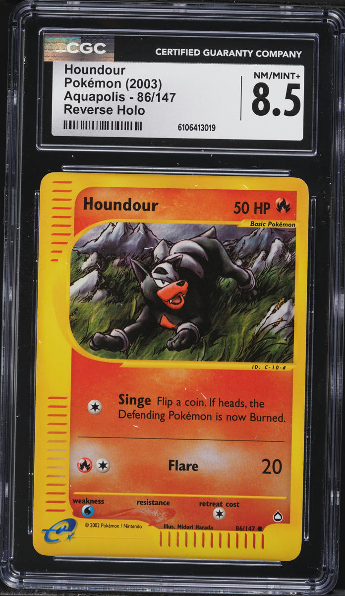 2003 Pokemon Aquapolis Reverse Holo Houndour #86 CGC 8.5 NM-MT+