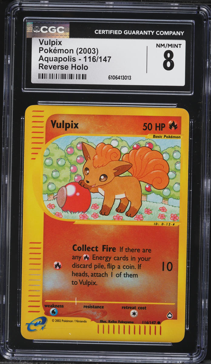 2003 Pokemon Aquapolis Reverse Holo Vulpix #116 CGC 8 NM-MT
