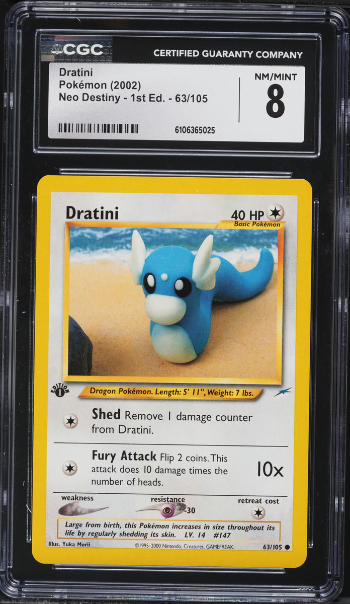 2002 Pokemon Neo Destiny 1st Edition Dratini #63 CGC 8 NM-MT