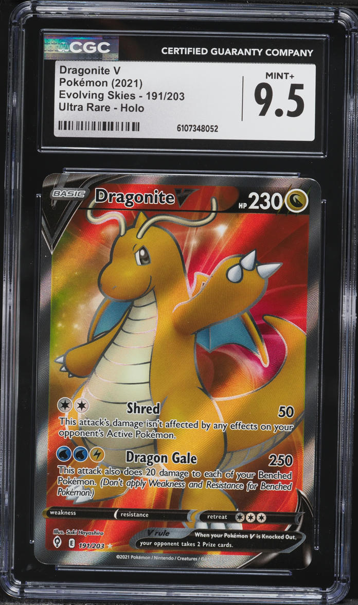 2021 Pokemon Sword & Shield Evolving Skies Full Art Dragonite V #191 CGC 9.5 MINT+
