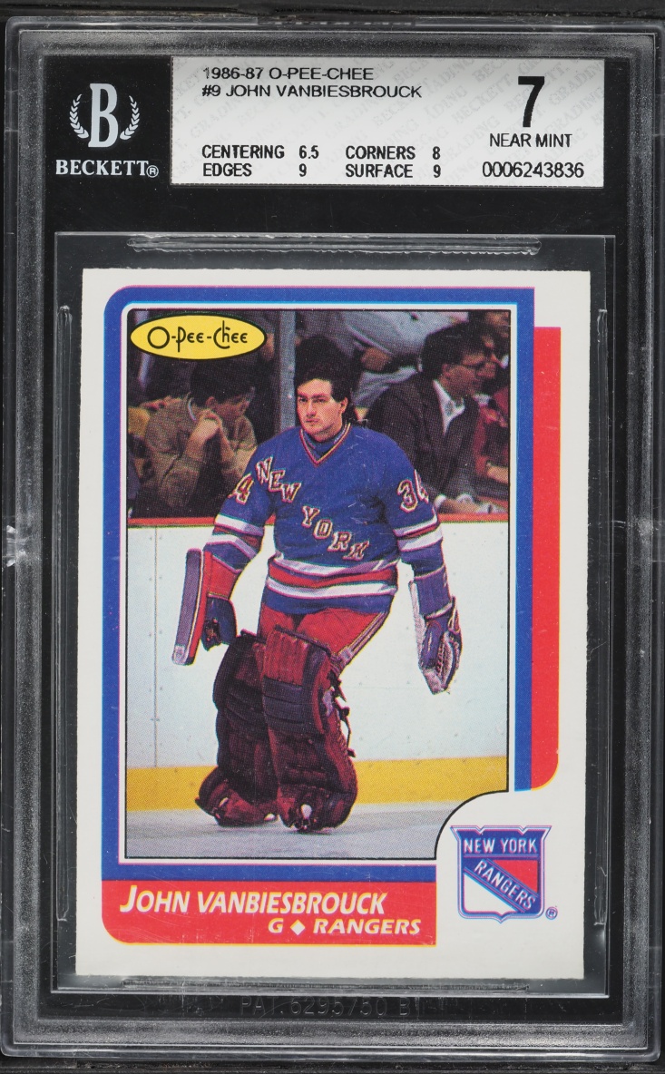 1986 O-Pee-Chee Hockey John Vanbiesbrouck ROOKIE #9 BGS 7 NRMT