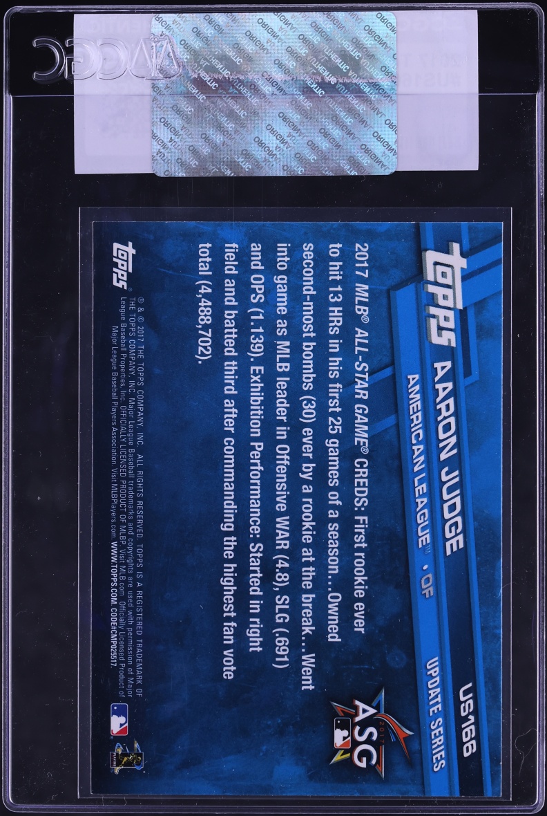 2017 Topps Update Aaron Judge ROOKIE #US166 CGC AUTH