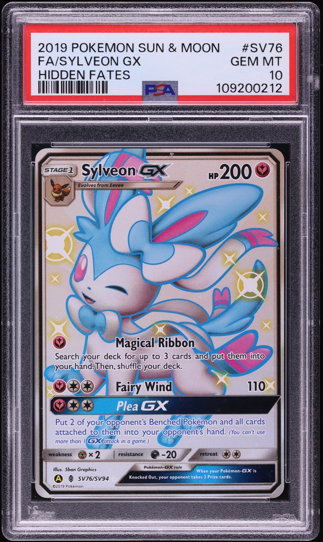 2019 Pokemon Sun & Moon Hidden Fates Full Art Shiny Sylveon GX #SV76 PSA 10 GEM MINT