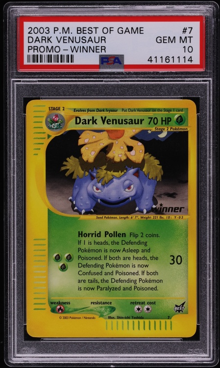 2003 Pokemon Best Of Game Promo Winner Dark Venusaur #7 PSA 10 GEM MINT