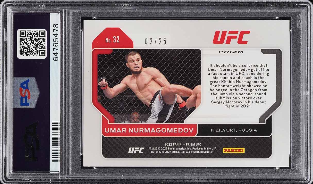 2022 Panini Prizm UFC Mojo Prizms Umar Nurmagomedov ROOKIE /25 #32 PSA 8 NM-MT