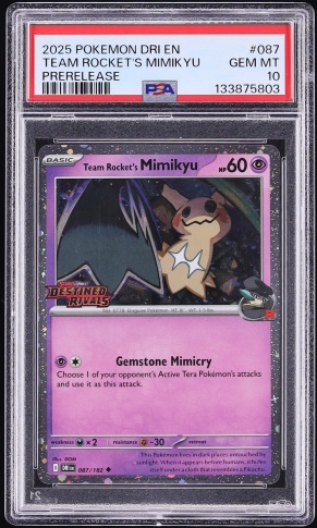 2025 Pokemon Scarlet & Violet Destined Rivals Prerelease Team Rocket's Mimikyu #87 PSA 10 GEM