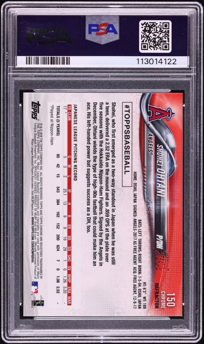 2018 Topps Chrome Xfractor Shohei Ohtani ROOKIE #150 PSA 10 GEM MINT - Photo 2