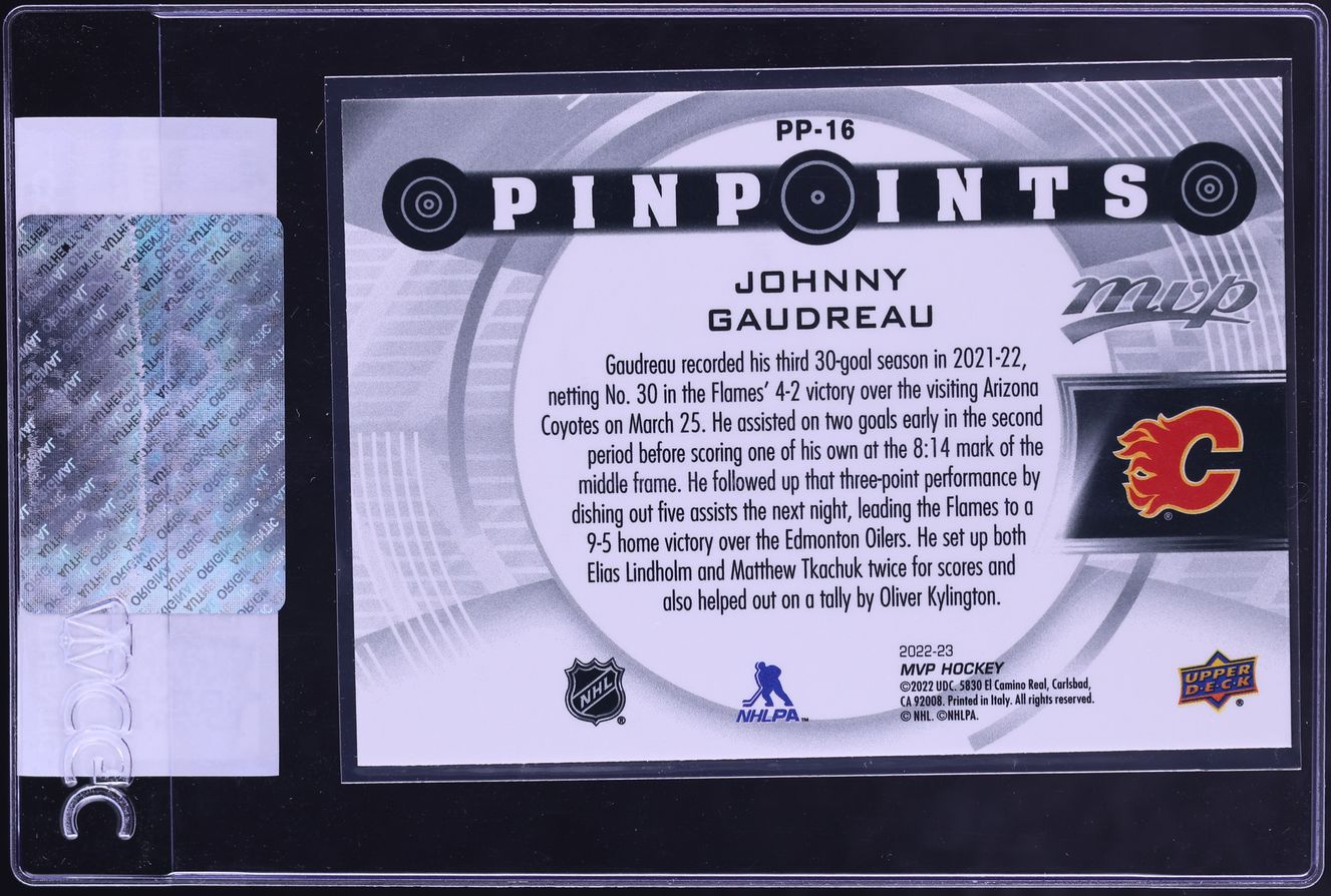 2022 Upper Deck MVP Pinpoints Johnny Gaudreau #PP-16 CGC AUTH