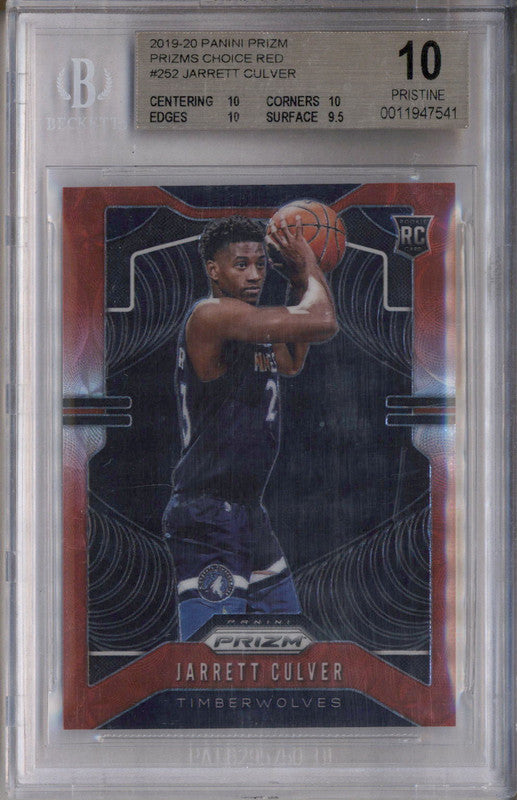 2019 Panini Prizm Prizms Choice Red #252 Jarrett Culver RC /88 BGS 10