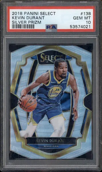 2018-19 Panini Select Silver Prizms #138 Kevin Durant Premier PSA 10