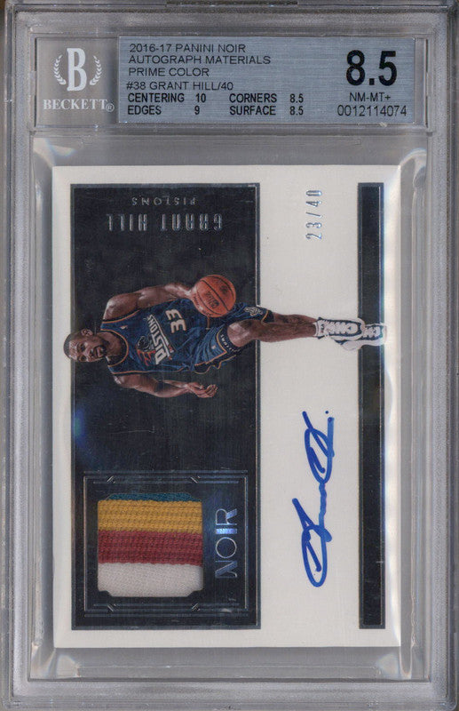 2016 Panini Noir Autograph Materials Prime Color #38 Grant Hill /40 BGS 8.5
