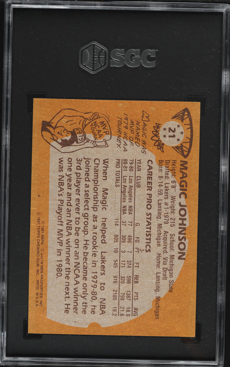 1981 Topps Basketball Magic Johnson #21 SGC 3.5 VG+