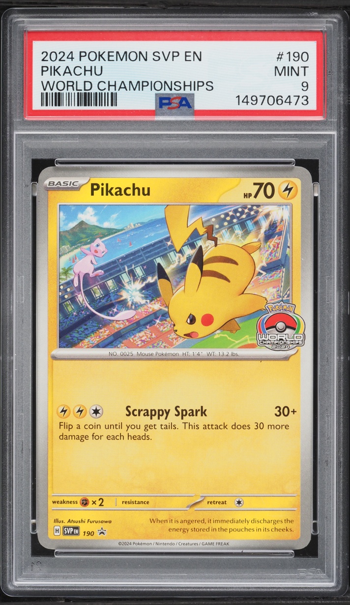 2024 Pokemon Scarlet & Violet Promo World Championships Pikachu #190 PSA 9 MINT