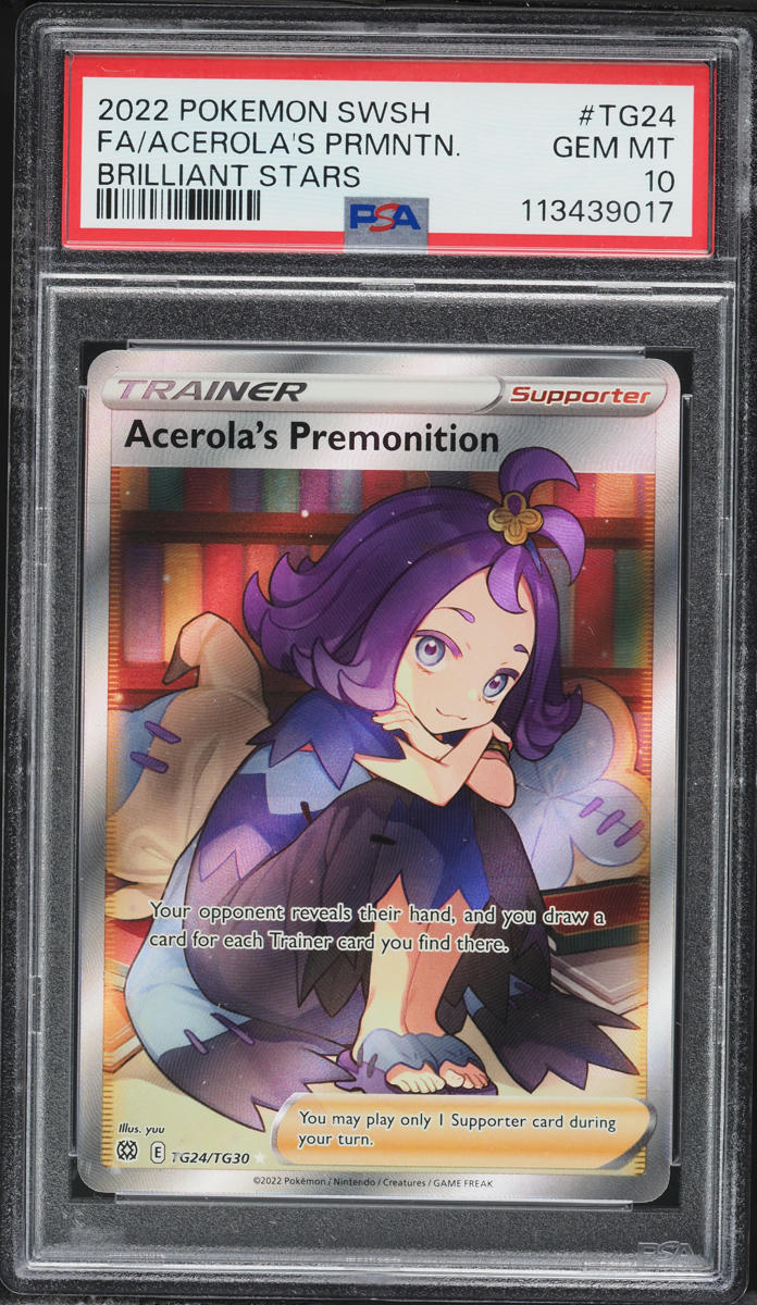 2022 Pokemon SWSH Brilliant Stars Full Art Acerola's Premonition #TG24 PSA 10 GEM MINT