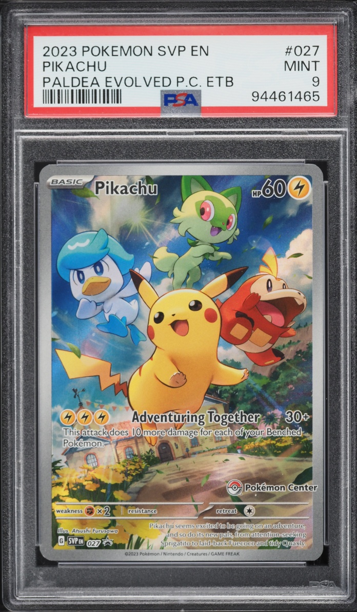 2023 Pokemon Scarlet & Violet Paldea Evolved Center ETB Full Art Pikachu #27 PSA 9 MINT