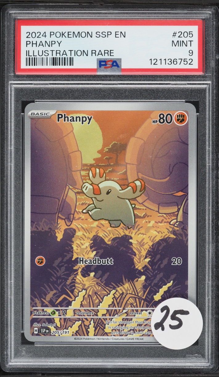 2024 Pokemon Scarlet & Violet Surging Sparks IR Phanpy #205 PSA 9 MINT