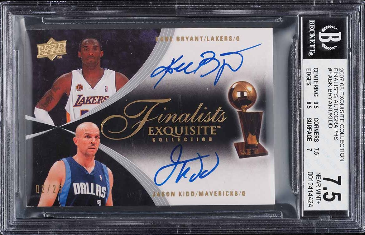 2007 Exquisite Collection Finalists Kobe Bryant & Jason Kidd AUTO /25 #FA-BK BGS 7.5 NRMT+ - Photo 1