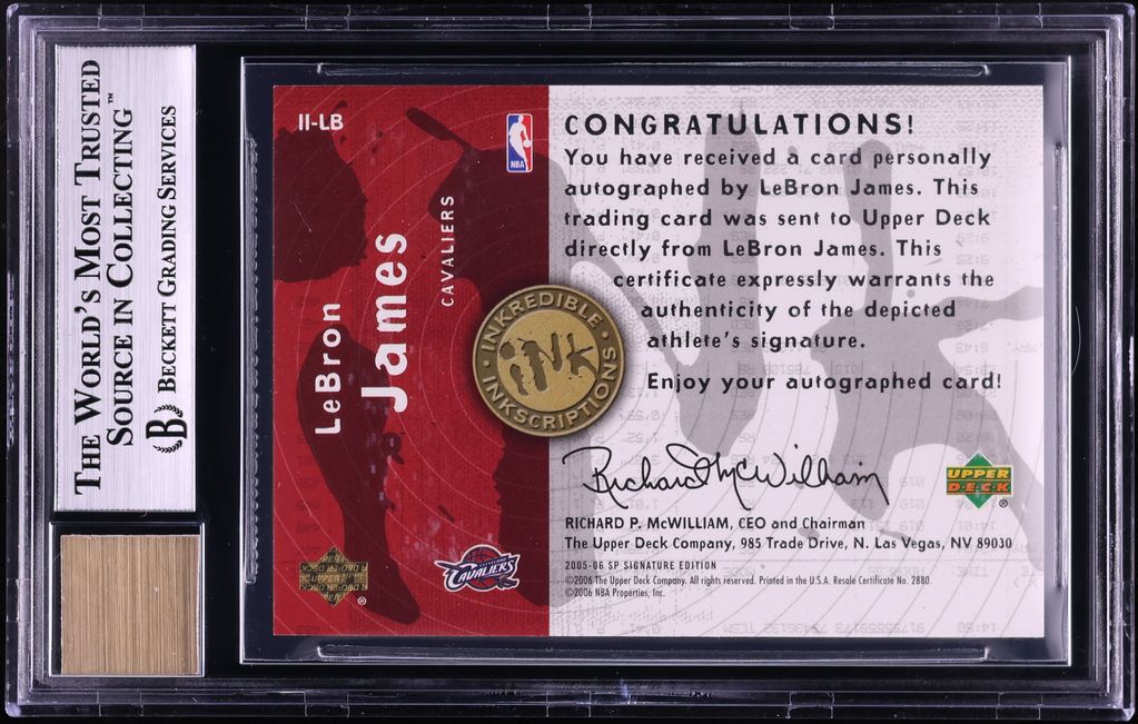 2005 SP Signature Edition Inkredible Inkscriptions LeBron James AUTO /50 BGS 8.5 NM-MT+
