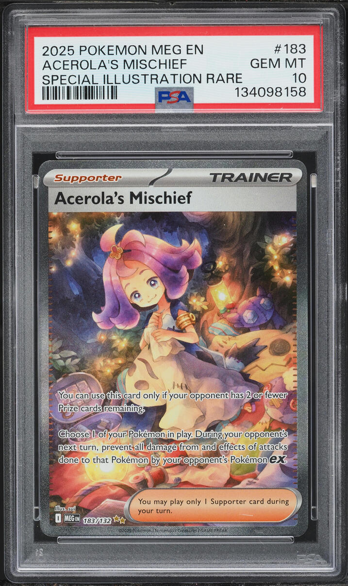 2025 Pokemon Mega Evolution SIR Acerola's Mischief #183 PSA 10 GEM MINT