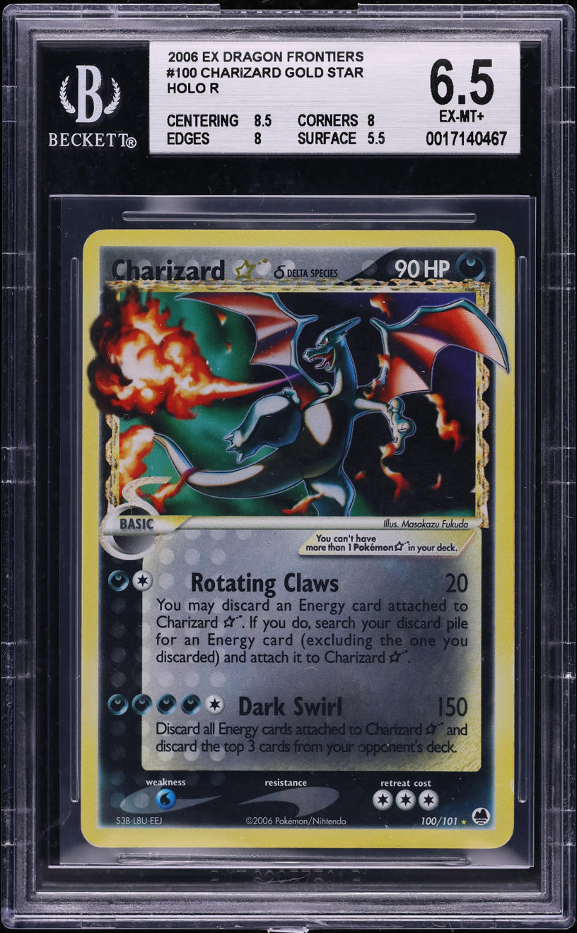 2006 Pokemon EX Dragon Frontiers Holo Charizard Gold Star #100 BGS 6.5 EXMT+