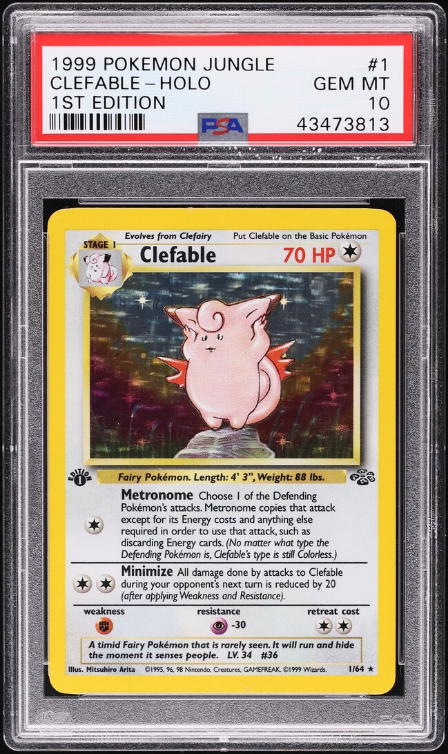 1999 Pokemon Jungle 1st Edition Holo Clefable #1 PSA 10 GEM MINT