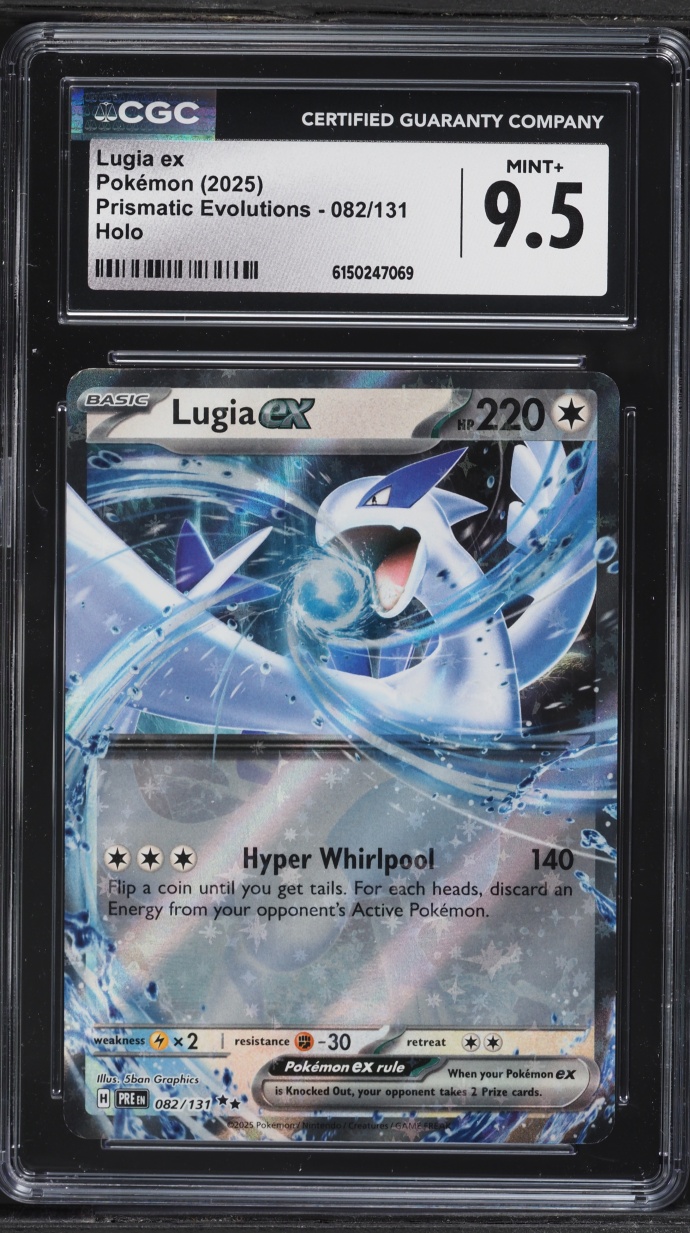 2025 Pokemon Scarlet & Violet Prismatic Evolutions Holo Lugia ex #82 CGC 9.5 MINT+