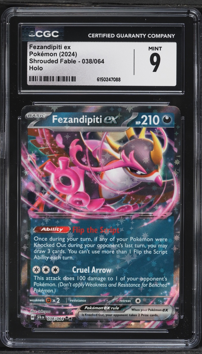 2024 Pokemon Scarlet & Violet Shrouded Fable Holo Fezandipiti ex #38 CGC 9 MINT