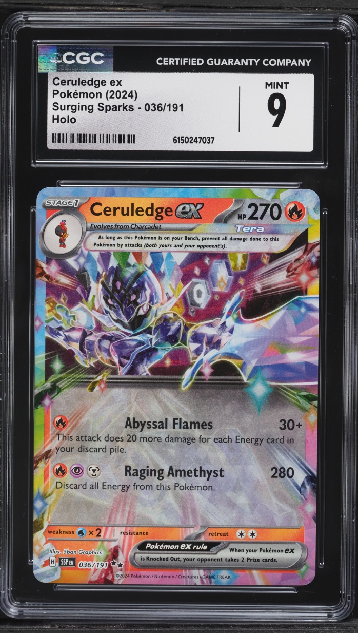 2024 Pokemon Scarlet & Violet Surging Sparks Holo Ceruledge ex #36 CGC 9 MINT