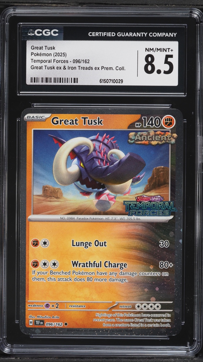 2025 Pokemon Scarlet & Violet Promo Temporal Forces Premium Collection Great Tusk #96 CGC 8.5