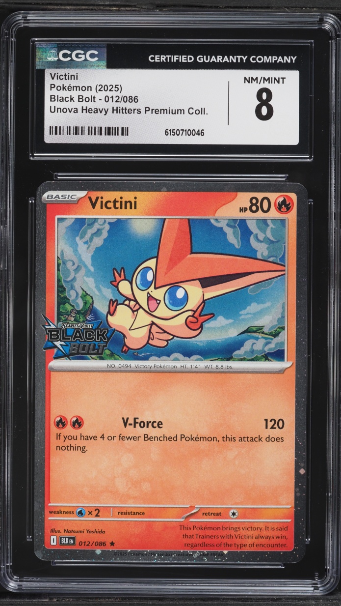2025 Pokemon Scarlet & Violet Black Bolt Unova Heavy Hitters Premium Victini #12 CGC 8 NM-MT