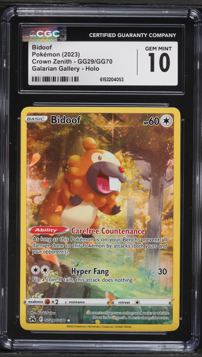 2023 Pokemon Sword & Shield Crown Zenith Alt Art Bidoof #GG29 CGC 10 GEM MINT