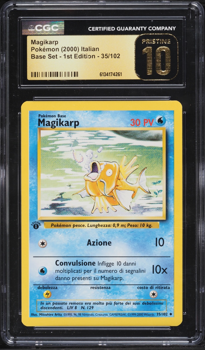 2000 Pokemon Italian Base Set 1st Edition Magikarp #35 CGC 10 PRISTINE