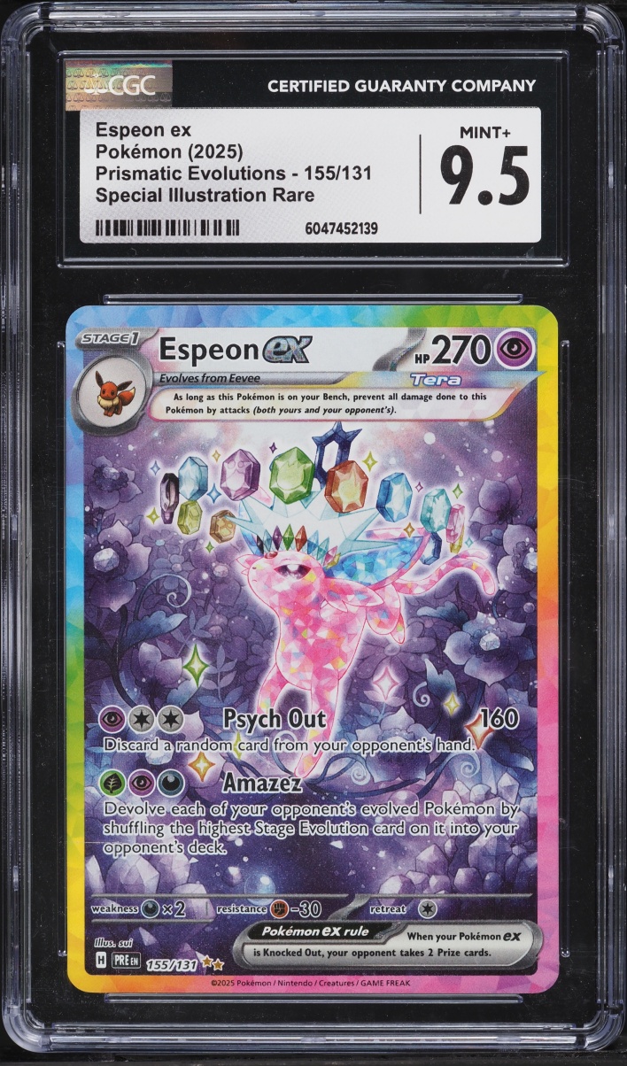 2025 Pokemon Scarlet & Violet Prismatic Evolutions SIR Espeon Ex #155 CGC 9.5 MINT+