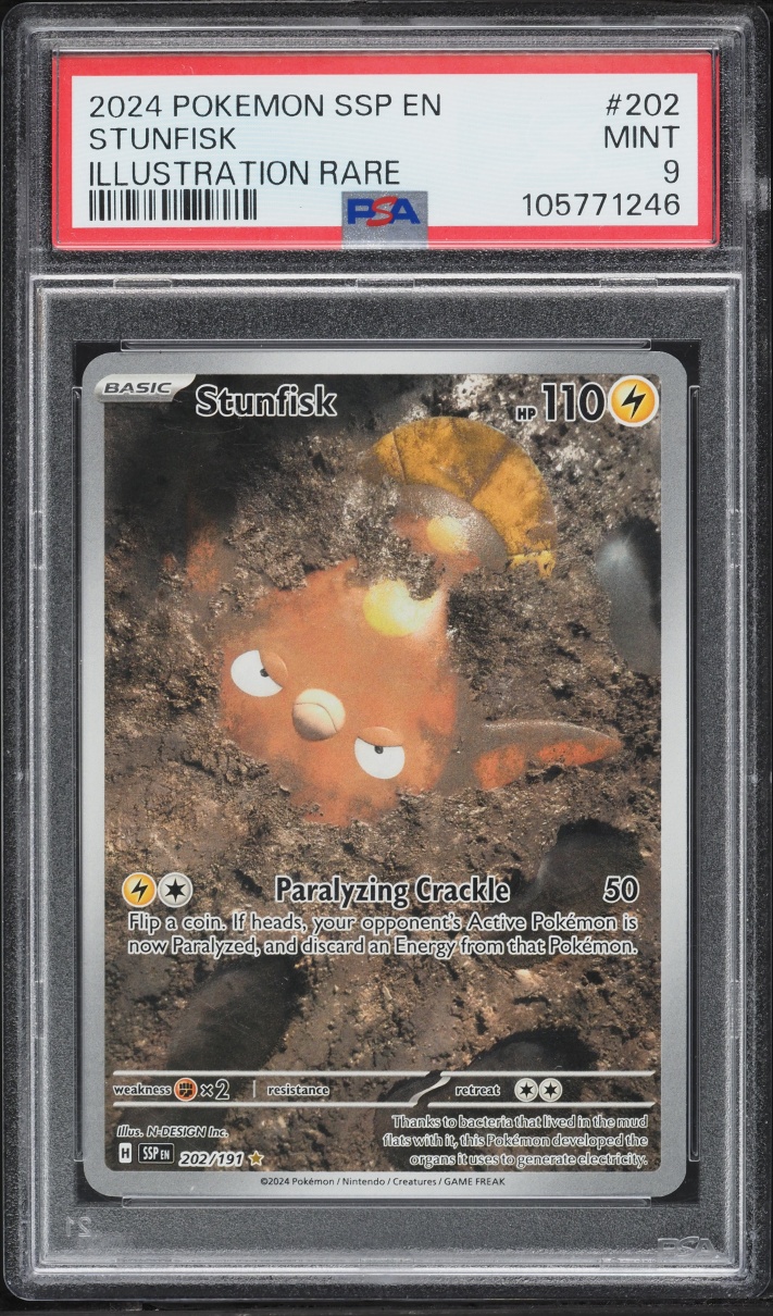 2024 Pokemon Scarlet & Violet Surging Sparks IR Stunfisk #202 PSA 9 MINT