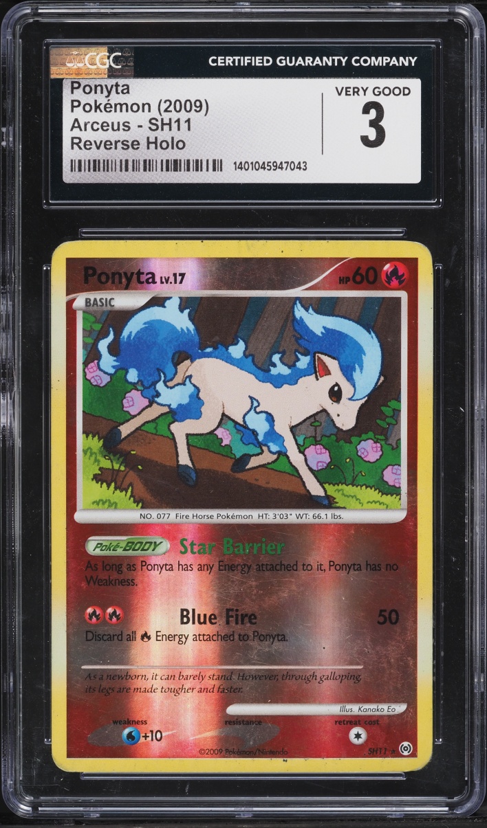 2009 Pokemon Platinum Arceus Reverse Holo Ponyta #SH11 CGC 3 VG