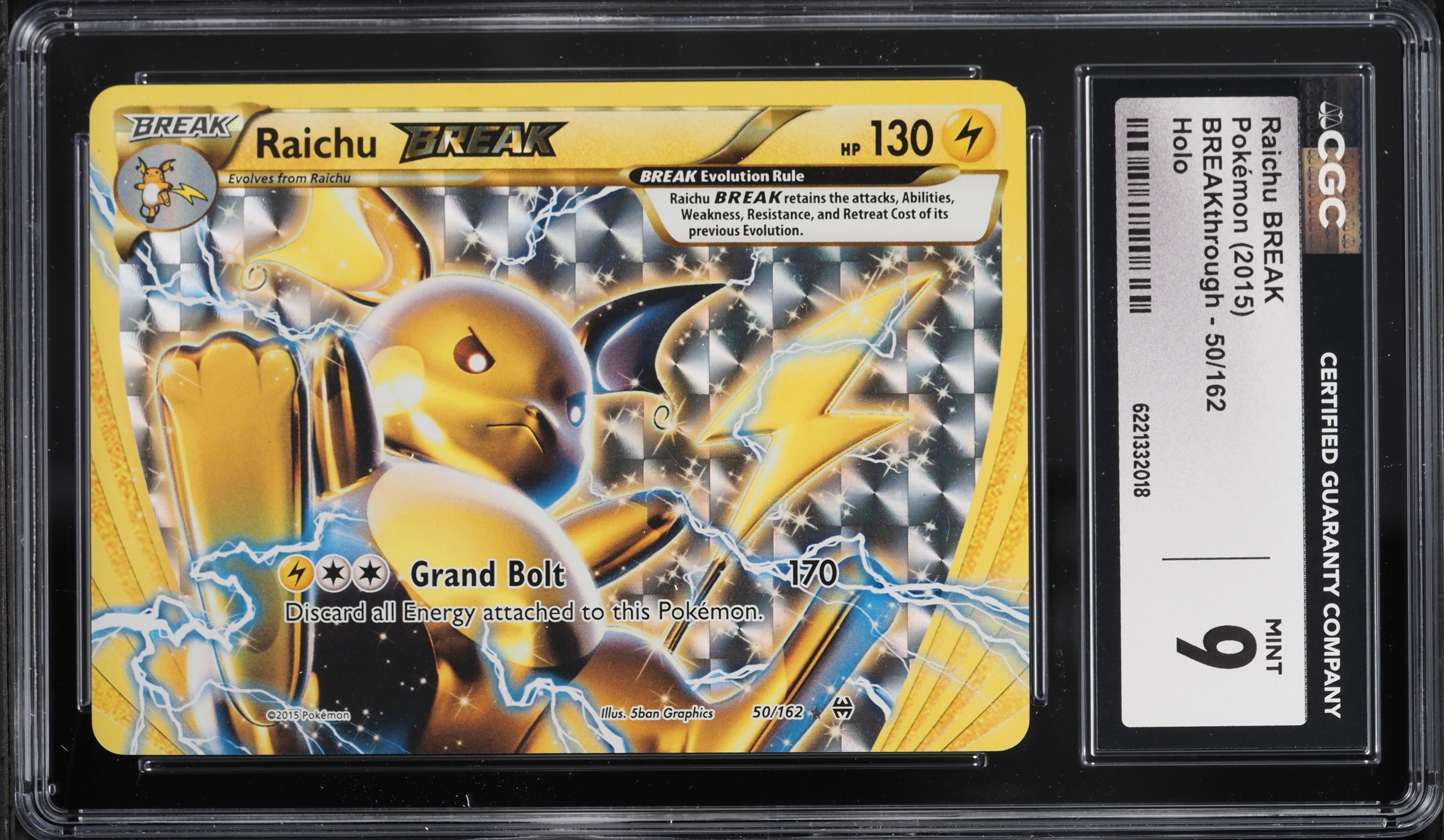 2015 Pokemon XY BREAKthrough Full Art Raichu BREAK #50 CGC 9 MINT